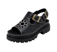 Sandali da donna con suola spessa e bocca di pesce, sandali alla moda in pelle con grande cinturino e cava da spiaggia in neoprene, sandali da donna, sandali eleganti con tacco a blocco, sandali