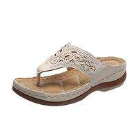 Sandali da donna con suola spessa, infradito da donna, infradito posteriori, aperti, per interni ed esterni, lavabili, traspiranti e confortevoli, beige., 37 EU