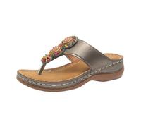 Sandali da donna con tacco a blocco, infradito con perline, con plateau, plantare morbido per una corsa rilassata, suola antiscivolo per camminare in modo sicuro, scarpe estive, grigio., 37 EU
