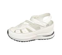 Sandali da donna con tacco a blocco, sandali con plateau con chiusura in regolabile e striscia larga, plantare imbottito per un maggiore comfort, suola antiscivolo per una maggiore sicurezza, bianco