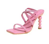 Sandali da donna con tacco a punta aperta e punta aperta, sandali con tacco a spillo sandali casual con punta aperta pantofole slip on mule slide sandalo 2025, rosa, 38.5 EU