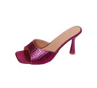 Sandali da donna con tacco a spillo alto da donna Sandali quadrati Open Toe One Band Slip On Mules Slide Comfort Party Incontri Scarpe quotidiane 3. 5 Pollice, Rosa acceso, 36.5 EU