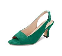 Sandali da donna con tacco a spillo, da donna, tacco piccolo, estivo, con punta aperta, in tinta unita, stile rock, sexy, da sera, con tacco alto, verde, 38 EU