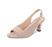 Sandali da donna con tacco a spillo, da donna, tacco piccolo, estivo, con punta aperta, in tinta unita, stile rock, sexy, da sera, con tacco alto, beige, 38 EU