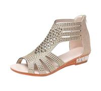 Sandali da donna con tacco a zeppa posteriore zip aperta punta sandali estivi zeppa bassa sandali con suola in gomma traspirante sandali classici casual bohémien scarpe antiscivolo scarpe per attività