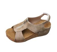 Sandali da donna con tacco altissimo e plateau, con zeppa, con cerniere, stile bohémien, da spiaggia, aperti, slingback, sandali da bagno regolabili, antiscivolo, bianco, 40 EU