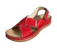 Sandali da donna con tacco altissimo, sandali da donna con zeppa, comodi sandali con cinghia, regolabili, per il tempo libero, da spiaggia, da trekking, leggeri Slides Holiday, Colore: rosso, 41 EU