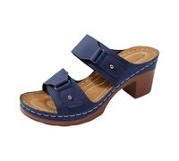 Sandali da donna con tacco alto, comodi e spessi, antiscivolo, per la casa, supporto per l'arch, A blu., 39 EU