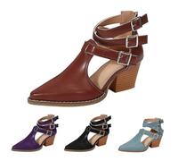 Sandali da donna con tacco alto, con cinturino a blocco, scarpe da sera, sandali chiusi, con fibbia, eleganti, marrone, 38 EU