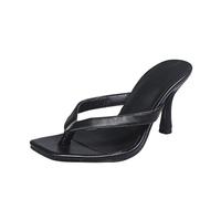 Sandali da donna con tacco alto, con tacco alto, sandali da donna, infradito quadrate, infradito sexy a spillo, Nero , 38 EU