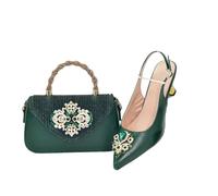 Sandali da donna con tacco alto e borsa, set con borsa e scarpe abbinate con strass, En8 per set, 43 EU