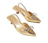 Sandali da Donna con Tacco Basso, Punta Chiusa con Tacco a Spillo Tacco Alto Slip-on Moda Scarpe da Sposa per Feste da Sposa,d'oro,41 EU