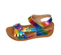Sandali Da Donna Con Tacco Basso, Traforati E Con Plateau, Con Motivi Floreali - Ciabatte Comode Donna Riposanti Estive Per Casa Inblu Aperte Lavoro Pantofole Particolari Estate Slippers