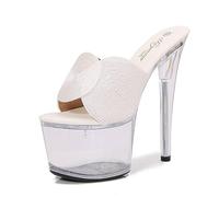 Sandali da Donna con Tacco Che Si Illuminano al Buio, Stiletto da 6,7 cm - Invitati di Matrimonio e Serata in Discoteca in Cristallo Y2K,White 1,39 EU