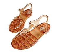 Sandali da donna con tacco chiuso, sandali Jelly, con cristalli, trasparenti, da spiaggia, leggeri, da spiaggia, in plastica, scarpe da nuoto per il tempo libero, sandali estivi, Colore: arancione