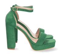Sandali da Donna con Tacco, Comodi, con Tomaia Semplice, Cinturino alla Caviglia e Chiusura con Fibbia, Collezione Primavera Estate 2023. Verde Talla 37
