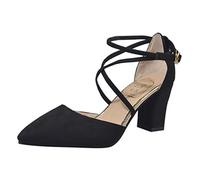 Sandali da donna con tacco, con tacco alto, colore beige, a punta, con tacco alto, da donna, a piedi nudi, comodi, con tacco a blocco, traspiranti, Nero , 35 EU