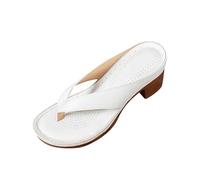 Sandali da donna con tacco elegante, infradito con plateau e plateau estivi, scarpe da spiaggia, comode e antiscivolo, da spiaggia, bianco, 38 EU