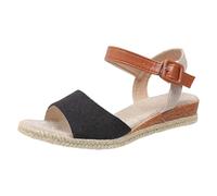 Sandali da donna con tacco inclinato con fibbia a bocca di pesce usura esterna spiaggia fondo spesso punta aperta sandali con orecchie di gatto, Nero , 37.5/36 EU