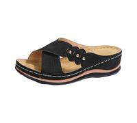 Sandali da donna con tacco, infradito da donna, eleganti con plateau, a spillo, casual, da spiaggia, per il tempo libero, estivi, grandi dimensioni, Nero , 43 EU