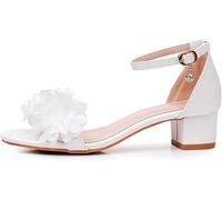 Sandali da Donna con Tacco Medio Medio A Punta Aperta Fiori Eleganti Sandali con Cinturino alla Caviglia con Tacco Grosso per Feste da Sposa, Heel Height 4 5cm, 42 EU