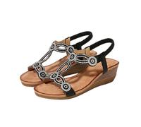 Sandali da donna con tacco, sandali con zeppa, con strass, alla moda, sandali da spiaggia, sandali romani bohémien, sandali per il tempo libero, sandali con zeppa, sandali estivi per attività