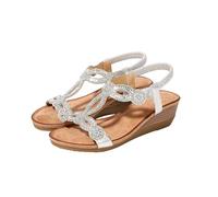 Sandali da donna con tacco, sandali con zeppa, con strass, alla moda, sandali da spiaggia, sandali romani bohémien, sandali per il tempo libero, sandali con zeppa, sandali estivi per attività
