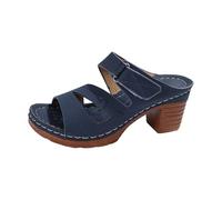 Sandali da donna con tacco, sandali estivi con plateau, eleganti scarpe estive da donna, scarpe aperte, eleganti con tacco alto, sandali bohémien, sandali marroni con zeppa, Blu, 41 EU