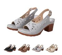 Sandali da donna con tacco - Sandali estivi con tacco a blocco, eleganti scarpe da sera, comode, scarpe da festa, con dita aperte, traspiranti, antiscivolo, classici, Grigio 2, 38 EU