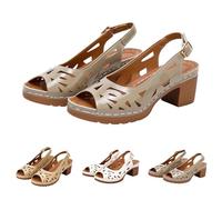 Sandali da donna con tacco - Sandali estivi con tacco a blocco, eleganti scarpe da sera, comode, scarpe da festa, con dita aperte, traspiranti, antiscivolo, classici, Grigio 1, 38 EU