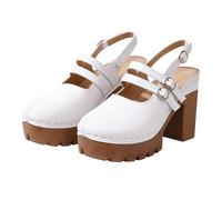 Sandali da donna con tacco, sandali estivi Mary Jane con cinturino | Sandali con tacco a blocco, con plateau, scarpe chiuse, eleganti scarpe da sera, comode scarpe da festa
