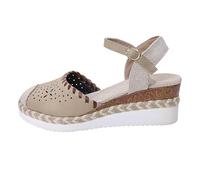 Sandali da donna con zeppa a punta chiusa in rete con supporto per arco cavo, scarpe da donna con cinturino alla caviglia, plateau, suola grossa, sandali piatti da passeggio da donna, sandali estivi