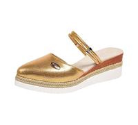 Sandali da donna con zeppa a punta chiusa Metallic Slip On Scarpe da donna con doppia cinghia stile Espadrillas Zeppa bassa Slides Casual Calzature, Oro, 40.5 EU