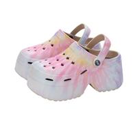 Sandali da donna con zeppa bassa, zoccoli da uomo e donna, scarpe da giardino, stampate, leggere, comode, con cinturino regolabile, per esterni e interni, Multicolore, 38.5 EU