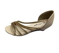 Sandali da donna con zeppa beige sandali da donna con tacco elegante scarpe da sposa con peep-toe, sandali aperti con tacco basso a blocco, sandali leggeri con cinturino traspirante, gold, 38 EU
