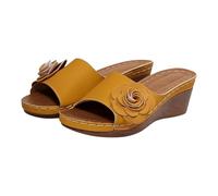 Sandali da donna con zeppa, comodi sandali da spiaggia, sandali con zeppa con tacco obliquo e suola spessa, eleganti sandali Peep Toe High Heel Platform antiscivolo, giallo., 40 EU