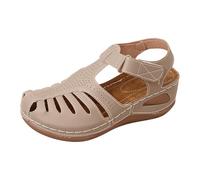 Sandali da donna con zeppa, con zeppa, casual, con supporto dell'arco plantare, leggere, per la primavera, per l'estate, per il tempo libero, cachi, 41 EU