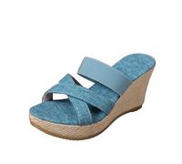 Sandali da donna con zeppa da donna, sandali con zeppa espadrillas da donna, sandali con suola spessa, cinturino incrociato, plateau, punta aperta, antiscivolo, per l'estate, per interni ed esterni