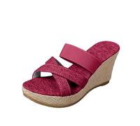 Sandali da donna con zeppa da donna, sandali con zeppa espadrillas da donna, sandali con suola spessa, cinturino incrociato, plateau, punta aperta, antiscivolo, per l'estate, per interni ed esterni