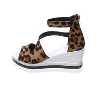 Sandali da donna con zeppa e plateau, espadrillas con cinturino alla caviglia, regolabili, casual, estivi, per tutti i giorni, Caff, 36 EU