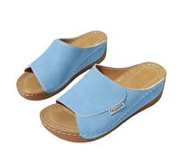 Sandali da donna con zeppa e plateau, leggeri, ortopedici 2026, vestibilità larga, per l'estate, antiscivolo, scarpe da spiaggia con zeppa, pantofole con supporto per arco plantare, scarpe casual da