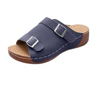 Sandali da donna con zeppa e plateau, leggeri, ortopedici 2026, vestibilità larga, per l'estate, antiscivolo, scarpe da spiaggia con zeppa, pantofole con supporto per arco plantare, scarpe casual da