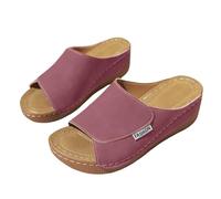 Sandali da donna con zeppa e plateau, leggeri, ortopedici 2026, vestibilità larga, per l'estate, antiscivolo, scarpe da spiaggia con zeppa, pantofole con supporto per arco plantare, scarpe casual da