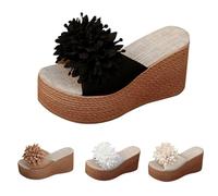 Sandali da donna con zeppa e plateau, punta aperta, retrò, antiscivolo, comodi, estivi, piatti, spessi, riducono lo stress su piedi, articolazioni e schiena, post-esercizio, punta aperta, scarpe