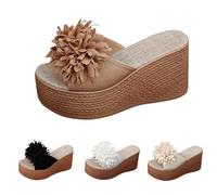 Sandali da donna con zeppa e plateau, punta aperta, retrò, antiscivolo, comodi, estivi, piatti, spessi, riducono lo stress su piedi, articolazioni e schiena, post-esercizio, punta aperta, scarpe