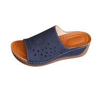 Sandali da donna con zeppa floreale ritagliata estiva, punta aperta, piattaforma, scarpe casual comode leggere per tutti i giorni, Marina Militare, 37 EU