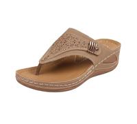 Sandali da donna con zeppa impreziositi con strass, pantofole estive con plateau, comode scarpe da spiaggia, Marrone, 37 EU