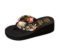 Sandali da donna con zeppa, infradito da donna, eleganti, con piattaforma di separazione delle dita, antiscivolo, con zeppa, supporto Arch, Nero , 37 EU