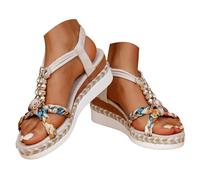 Sandali da donna con zeppa intrecciata, punta rotonda, elastico per giornate di sole con aspetto obliquo, suola spessa, ideali per look casual, abiti estivi ariosi, combinano stile e comfort