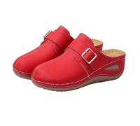 Sandali da donna con zeppa, leggeri, ortopedici 2026, vestibilità larga, per l'estate, antiscivolo, scarpe da spiaggia, pantofole con zeppa, supporto per arco plantare, scarpe casual da esterno, Rosso